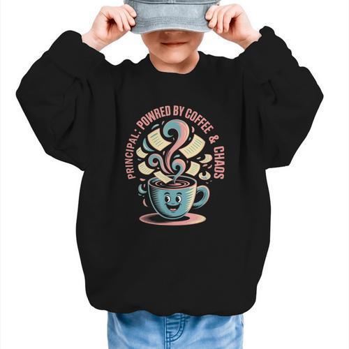 Powered By Coffee Principal Appreciation Back To School Graphic Kid Sweatshirt - Savourry
