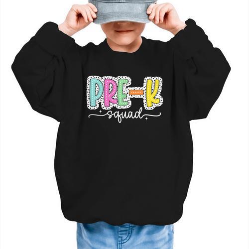 Pre-k Squad Back To School Dalmatian Dots Graphic Kid Sweatshirt - Savourry