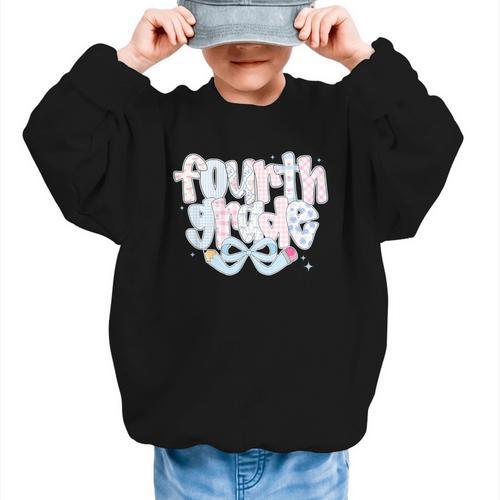 Preppy Fourth Grade Back To School Coquette 4th Grade Graphic Kid Sweatshirt - Savourry