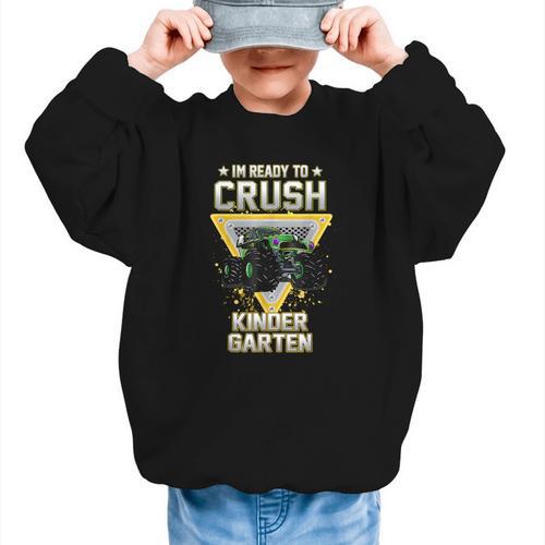 Ready To Crush Kindergarten Monster Truck Boy Back To School Graphic Kid Sweatshirt - Savourry