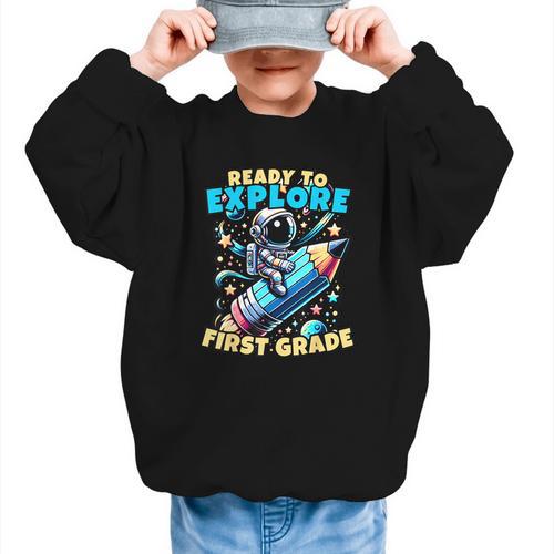 Ready To Explore 1st Grade Kids Astronaut Back To School Graphic Kid Sweatshirt - Savourry