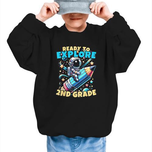 Ready To Explore 2nd Grade Kids Astronaut Back To School Graphic Kid Sweatshirt - Savourry