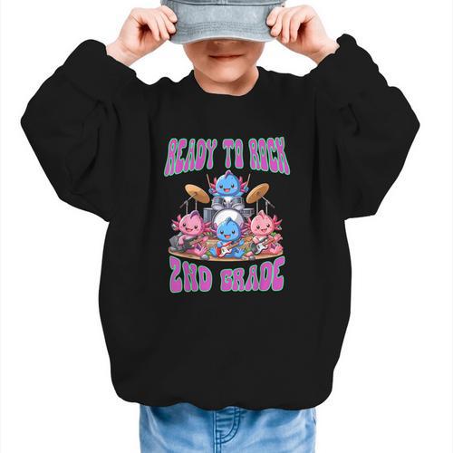 Ready To Rock 2nd Grade Back To School Axolotl 2024 School Graphic Kid Sweatshirt - Savourry