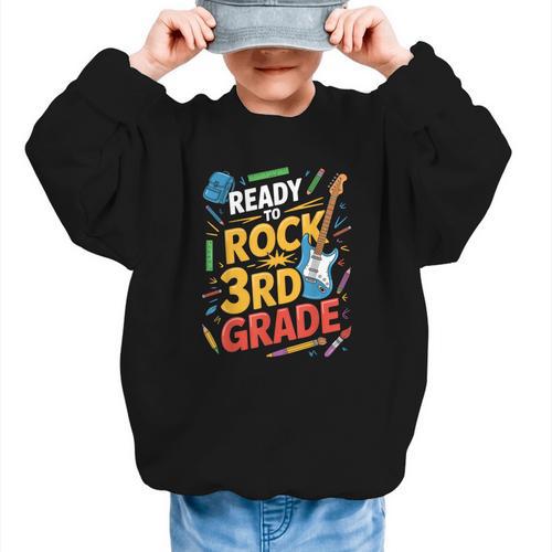 Ready To Rock 3rd Grade Music Back To School Graphic Kid Sweatshirt - Savourry