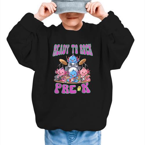 Ready To Rock Pre K Back To School Axolotl Preschool Graphic Kid Sweatshirt - Savourry