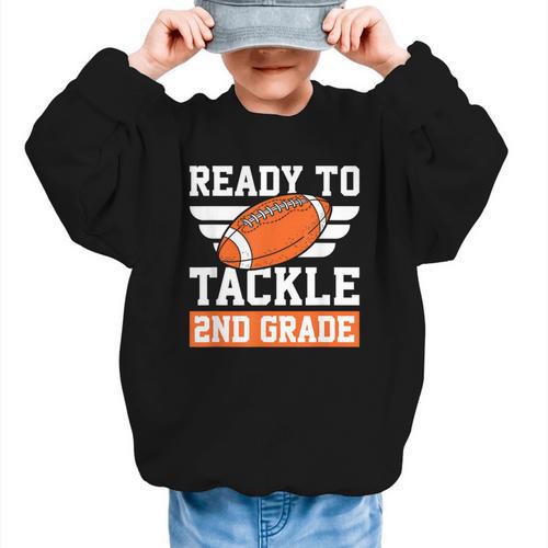 Ready To Tackle 2nd Grade Back To School Kids Football Graphic Kid Sweatshirt - Savourry