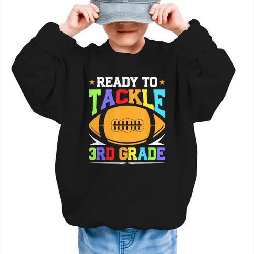 Ready To Tackle 3rd Grade Back To School Kids Football Graphic Kid Sweatshirt - Savourry