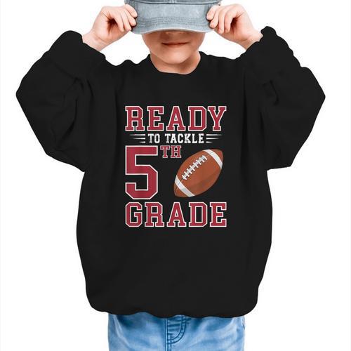 Ready To Tackle 5th Grade Back To School First Day Of School Graphic Kid Sweatshirt - Savourry