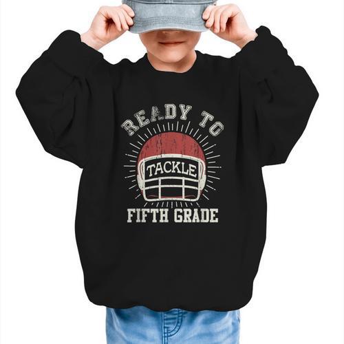 Ready To Tackle 5th Grade Back To School Football Graphic Kid Sweatshirt - Savourry