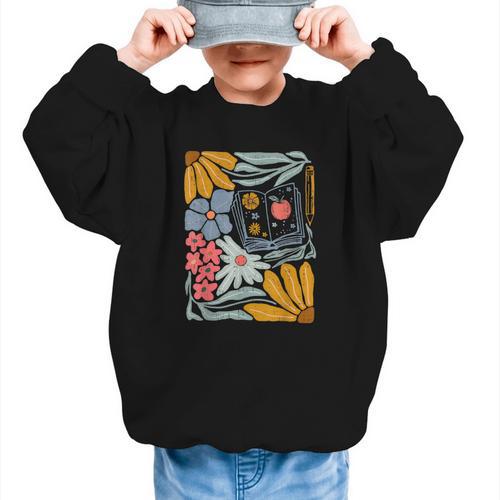 Retro Boho Flower Floral Back To School First Day Of School Graphic Kid Sweatshirt - Savourry