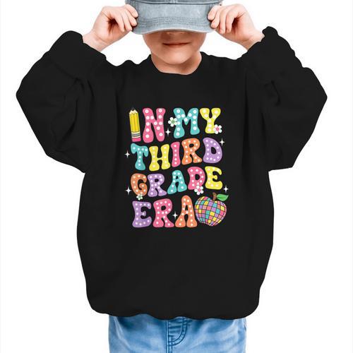 Retro Groovy In My Third Grade Era First Day Back To School Graphic Kid Sweatshirt - Savourry
