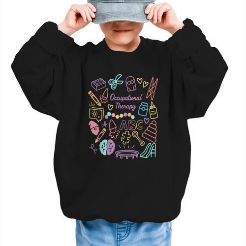 Retro Occupational Therapy Doodle Back To School Costume Graphic Kid Sweatshirt - Savourry