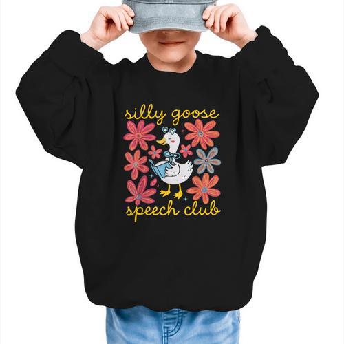 Retro Silly Goose Speech Therapy SLP Back To School Graphic Kid Sweatshirt - Savourry