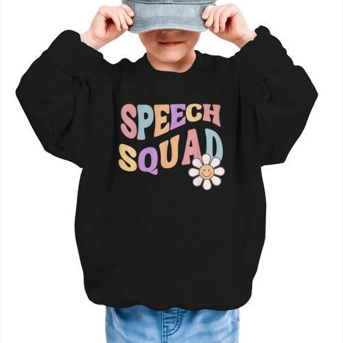 Retro Speech Squad Back To School Speech Therapist SLP Graphic Kid Sweatshirt - Savourry