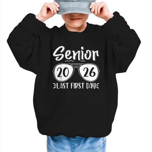 Retro Sunglasses Senior 2026 Last First Day Back To School Graphic Kid Sweatshirt - Savourry