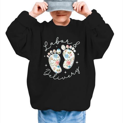 Retro Wildflowers Labor And Delivery Nurse Back To School Graphic Kid Sweatshirt - Savourry