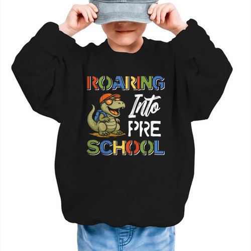 Roaring Into Preschool First Day Back To School Students Graphic Kid Sweatshirt - Savourry