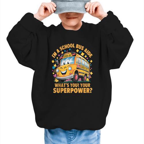 I Am A School Bus Aide Back To School Graphic Kid Sweatshirt - Savourry