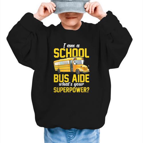 School Bus Aide Back To School Transport Bus Aide Graphic Kid Sweatshirt - Savourry