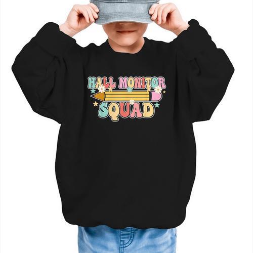 School Hall Monitor Squad Cool Retro Back To School Team Graphic Kid Sweatshirt - Savourry