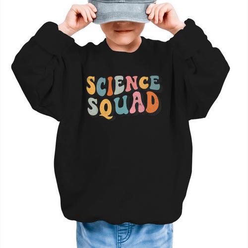 Science Squad Retro Groovy Back To School Matching Teaching Graphic Kid Sweatshirt - Savourry