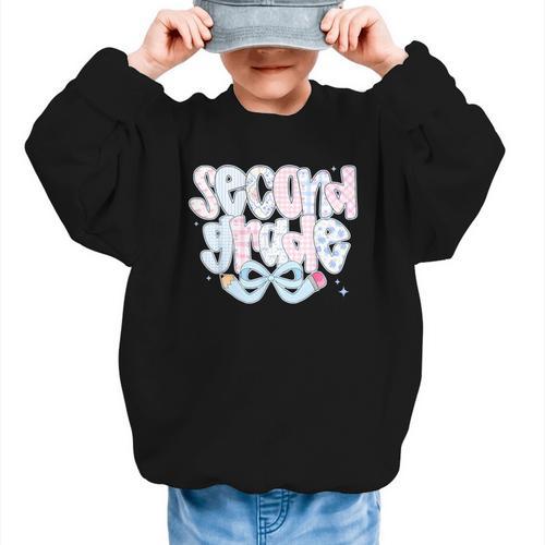 Second Grade Coquette Bow First Day Of School Back To School Graphic Kid Sweatshirt - Savourry