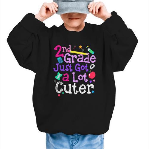 Second Grade Just Got Cuter Cute 2nd Grade Back To School Graphic Kid Sweatshirt - Savourry