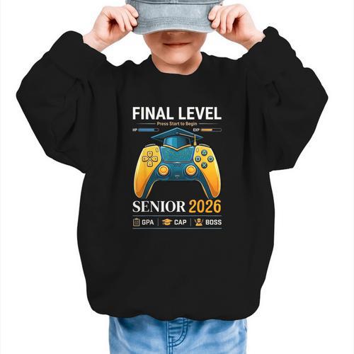 Senior Class Of 2026 Back To School Gamer Boys Senior 2026 Graphic Kid Sweatshirt - Savourry
