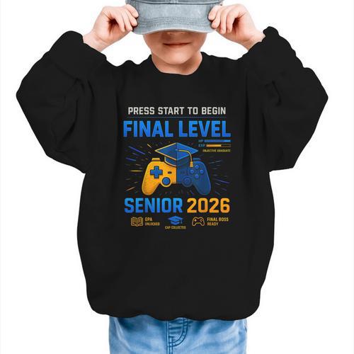 Senior Class Of 2026 Back To School Gamer Senior 2026 Graphic Kid Sweatshirt - Savourry