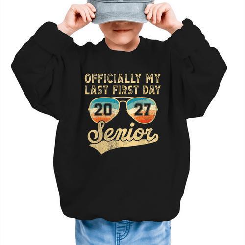 Senior Class Of 2027 Back To School Last First Day Of School Graphic Kid Sweatshirt - Savourry
