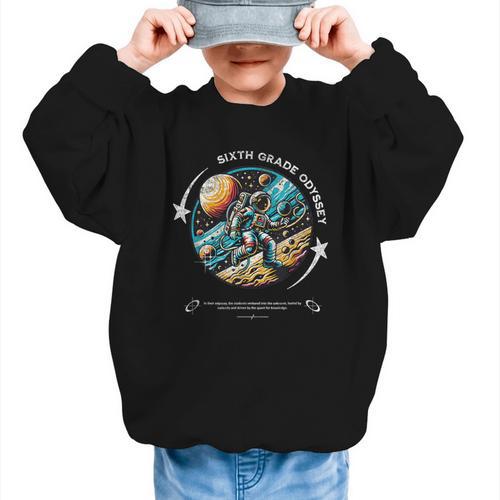Sixth Grade Back To School Space Rocket Astronaut Graphic Kid Sweatshirt - Savourry