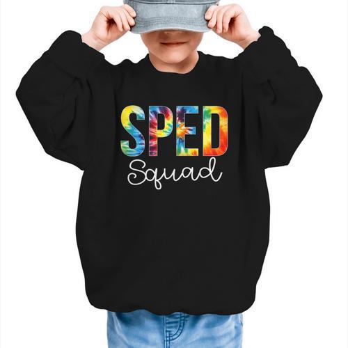 Sped Squad For Work Tie Dye Back To School Appreciation Day Graphic Kid Sweatshirt - Savourry