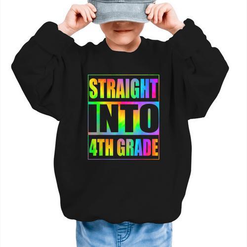 Straight Into 4th Grade Fourth Grade Back To School Graphic Kid Sweatshirt - Savourry