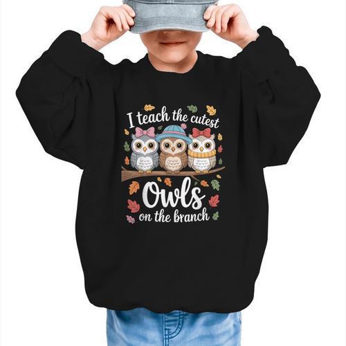 Teaching Owls On The Branch Back To School Graphic Kid Sweatshirt - Savourry