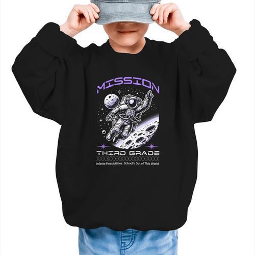 Third Grade Back To School Space Rocket Astronaut Graphic Kid Sweatshirt - Savourry