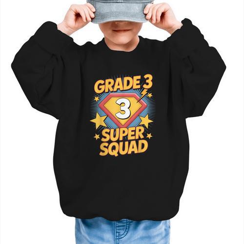 Third Grade Superhero Squad 3rd Year Kids Back To School Graphic Kid Sweatshirt - Savourry