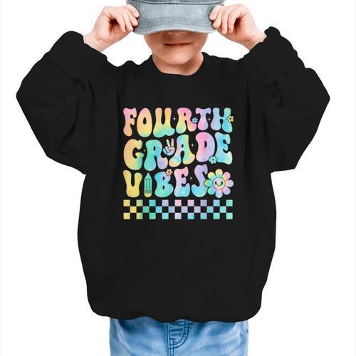 Tie Dye 4th Grade Vibes Fourth Grade Retro Back To School Graphic Kid Sweatshirt - Savourry