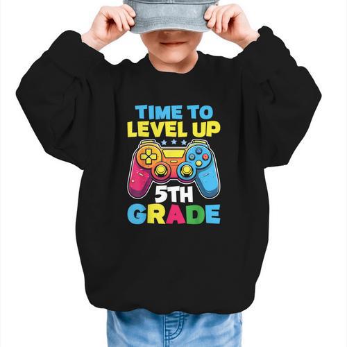Time To Level Up 5th Grade Video Gamer Kids Back To School Graphic Kid Sweatshirt - Savourry