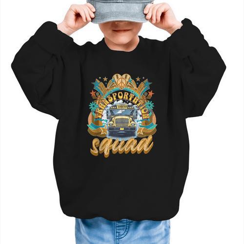 Transportation Squad Retro Bus Aide Back To School Matching Graphic Kid Sweatshirt - Savourry