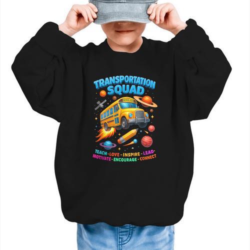 Transportation Squad School Bus Back To School Retro Graphic Kid Sweatshirt - Savourry