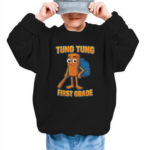 Tung Tung Sahur First Grade Italian Brainrot Back To School Graphic Kid Sweatshirt - Savourry