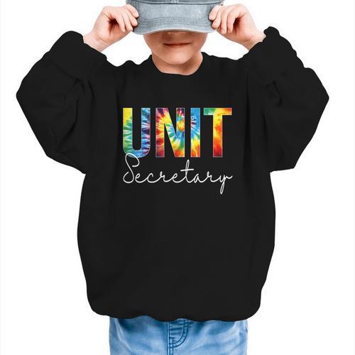 Unit Secretary Women Tie Dye Back To School Appreciation Day Graphic Kid Sweatshirt - Savourry