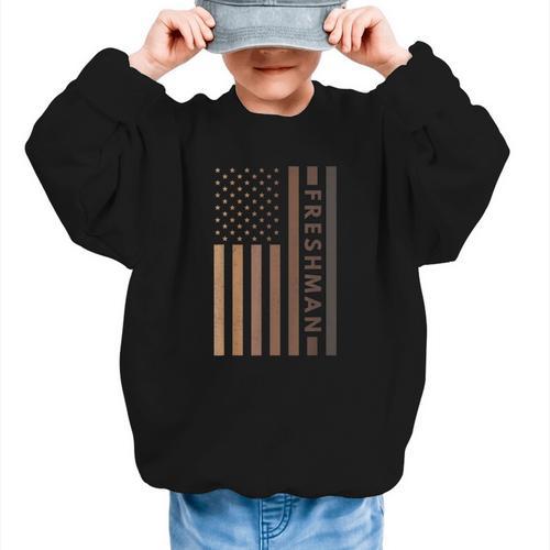 USA Flag Freshman 9th Ninth Grade Back To School Juneteenth Graphic Kid Sweatshirt - Savourry