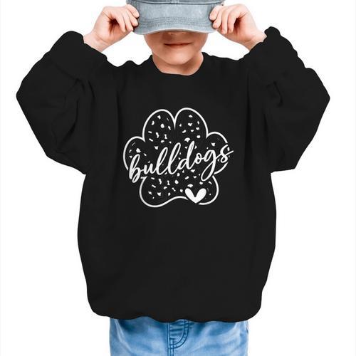 Vintage Bulldogs Team Pride School Spirit Back To School Graphic Kid Sweatshirt - Savourry
