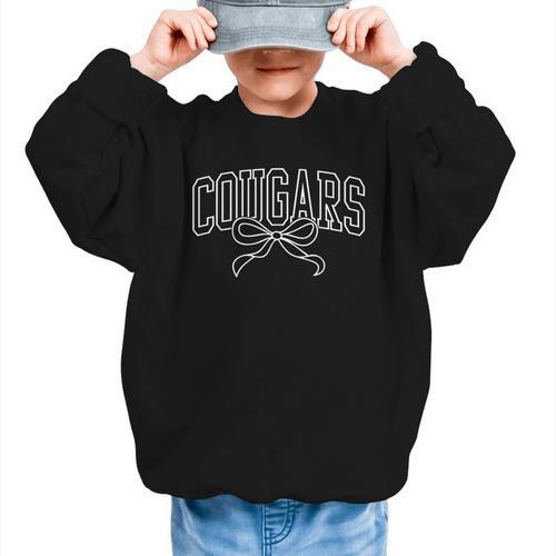 Vintage Cougars Back To School Team Spirit Graphic Kid Sweatshirt - Savourry