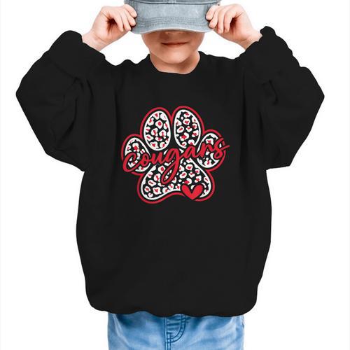 Vintage Cougars School Sports Team Spirit Back To School Graphic Kid Sweatshirt - Savourry