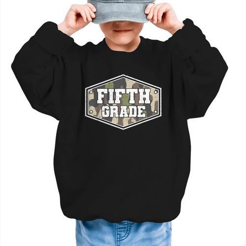 Vintage Fifth Grade Old Camo Back To School Boys 5th Grade Graphic Kid Sweatshirt - Savourry