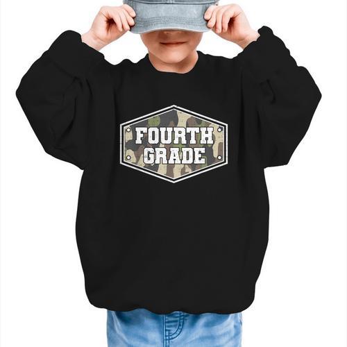 Vintage Fourth Grade Old Camo Back To School Boys 4th Grade Graphic Kid Sweatshirt - Savourry