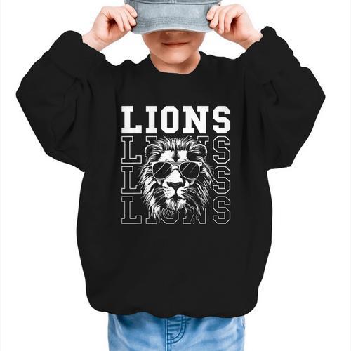 Vintage Lions School Spirit Fan Team Back To School Graphic Kid Sweatshirt - Savourry