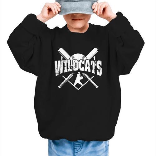 Wildcats Baseball Back To School Spirit Graphic Kid Sweatshirt - Savourry